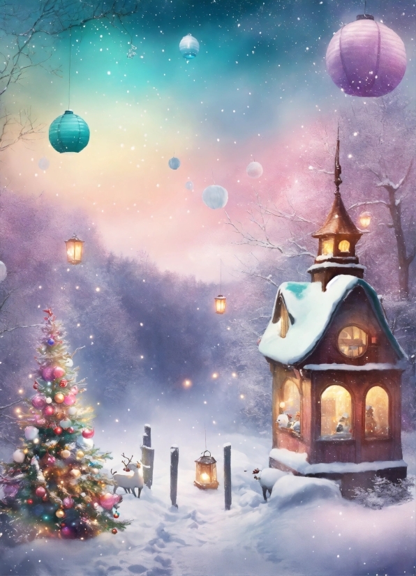 Canva Graphic Designer, Christmas Tree, Sky, Snow, Light, World