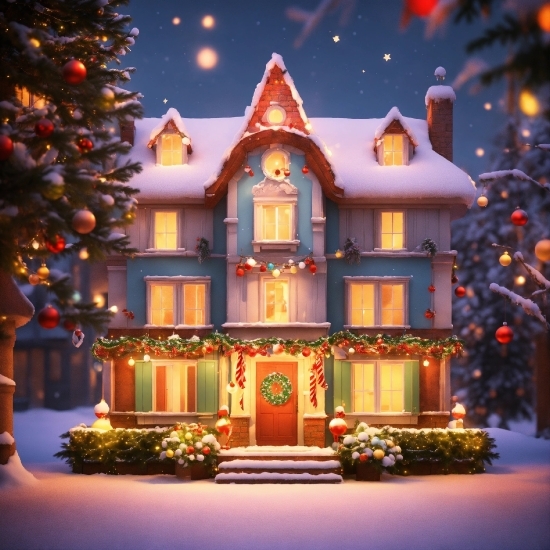 Christmas Animals Clipart, Property, Window, Building, Light, Plant