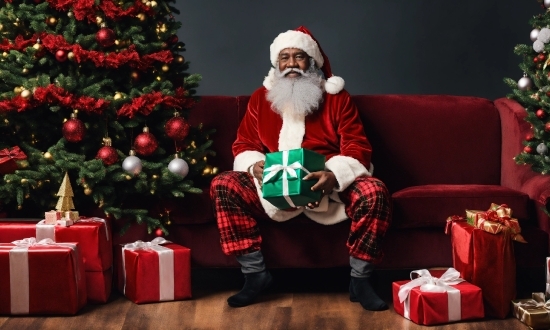 Christmas Ornament, Christmas Tree, Beard, Lap, Red, Toy