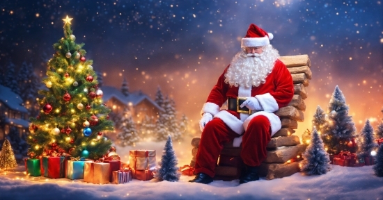 Christmas Ornament, Snow, Christmas Tree, Light, Lighting, Santa Claus