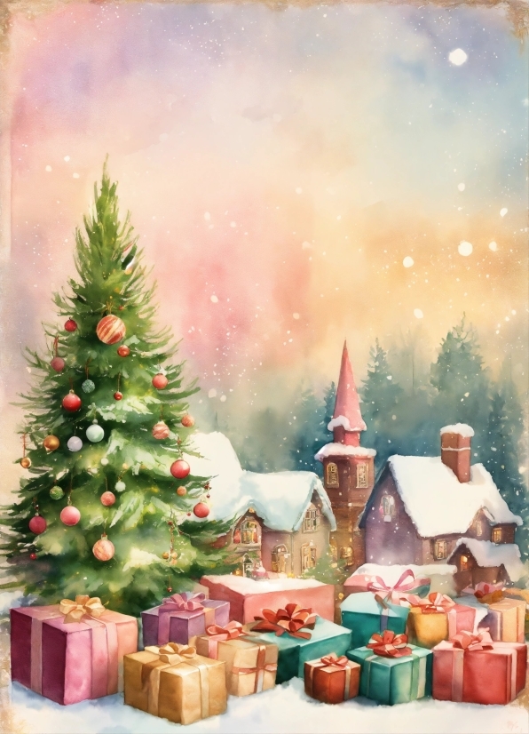 Christmas Tree, Christmas Ornament, Lighting, Christmas Decoration, Tree, Paint