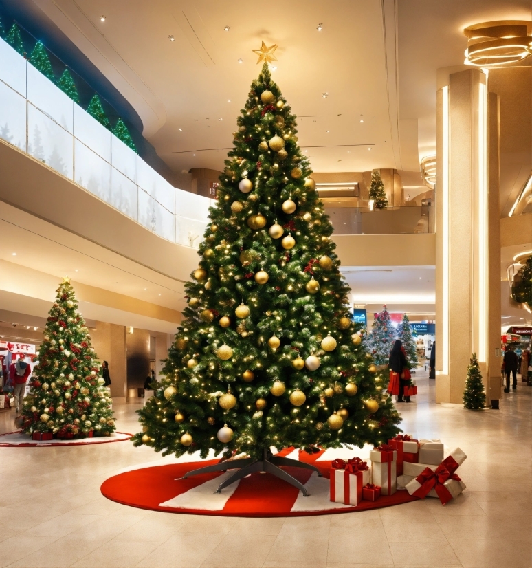 Christmas Tree, Christmas Ornament, Property, Plant, White, Light