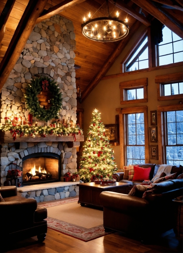 Christmas Tree, Couch, Furniture, Property, Window, Building