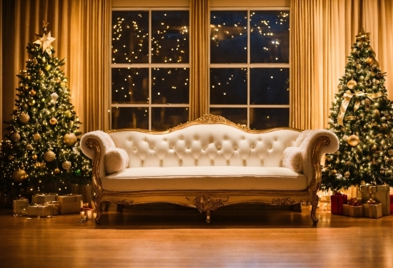 Christmas Tree, Couch, Property, Furniture, Light, Decoration
