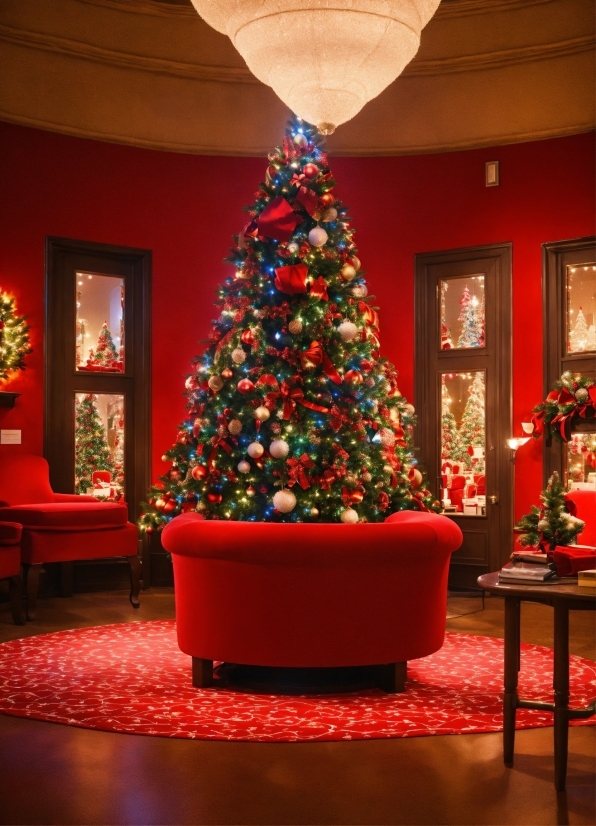 Christmas Tree, Furniture, Decoration, Light, Lighting, Interior Design