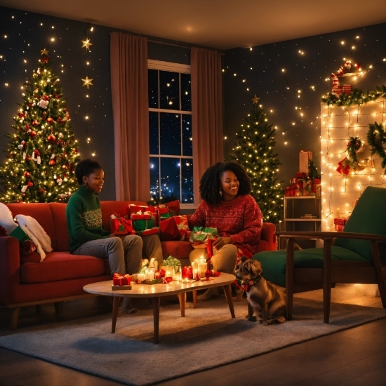 Christmas Tree, Furniture, Property, Christmas Ornament, Table, Lighting