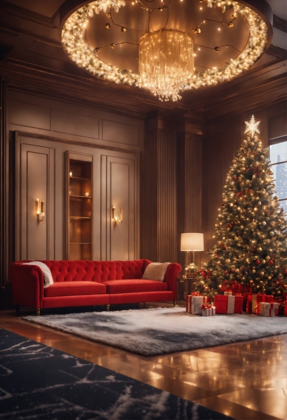 Christmas Tree, Furniture, Property, Decoration, Light, Couch