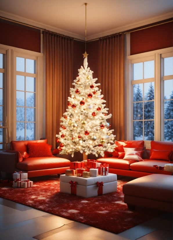 Christmas Tree, Furniture, Property, Window, Decoration, Couch