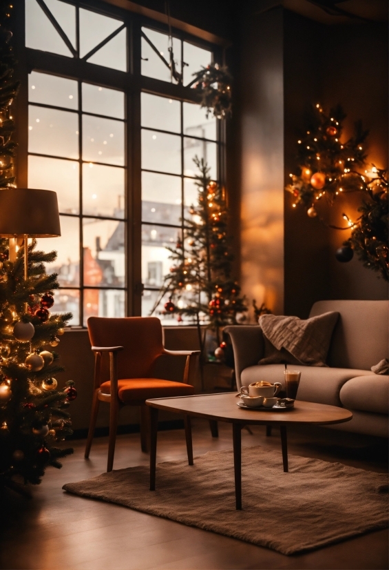Christmas Tree, Furniture, Window, Plant, Branch, Wood