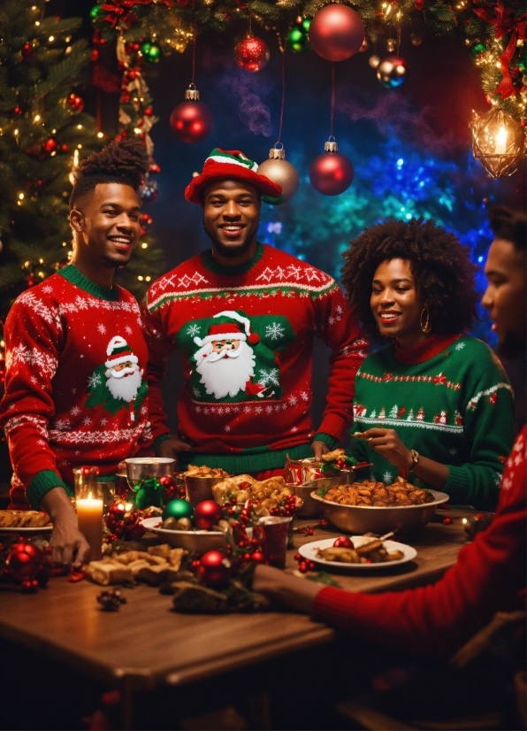 Christmas Tree, Green, Smile, Lighting, Plant, Food