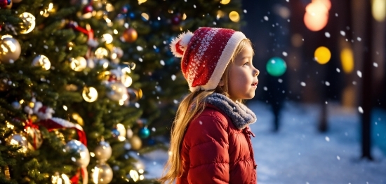 Christmas Tree, Outerwear, Plant, Facial Expression, People In Nature, Happy