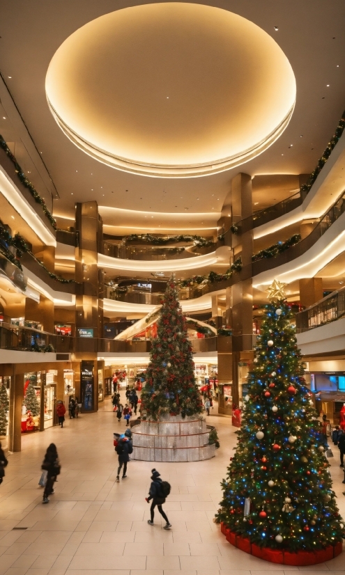 Christmas Tree, Photograph, White, Light, Building, Infrastructure