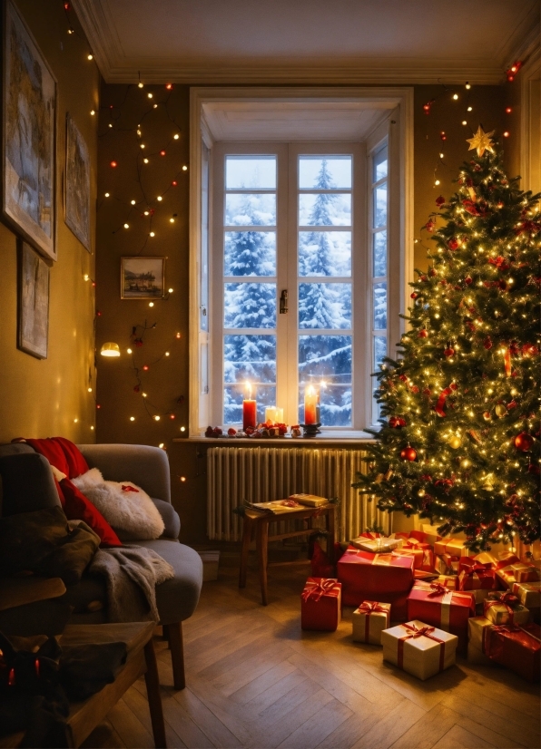 Christmas Tree, Property, Furniture, Plant, Light, Decoration