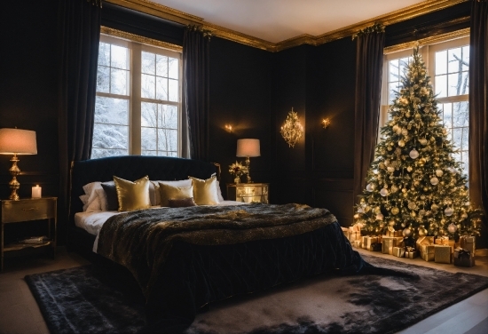 Christmas Tree, Property, Furniture, Window, Light, Building