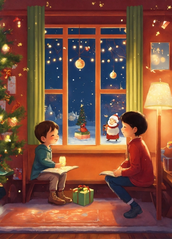 Clip Illustration, Christmas Tree, Window, Light, Standing, Interior Design