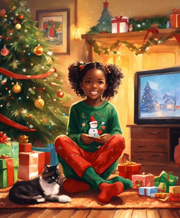 Clipart Merry Christmas, Smile, Christmas Tree, Photograph, Cat, Green