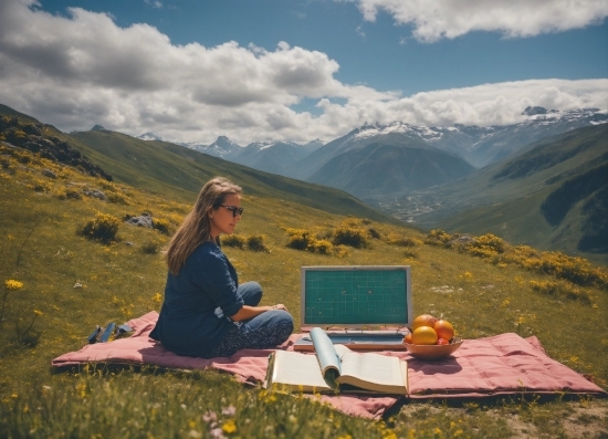 Cloud, Sky, Mountain, Table, Plant, People In Nature