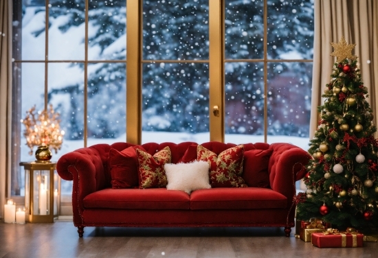 Copyright Free Illustrations, Christmas Tree, Furniture, Property, White, Couch