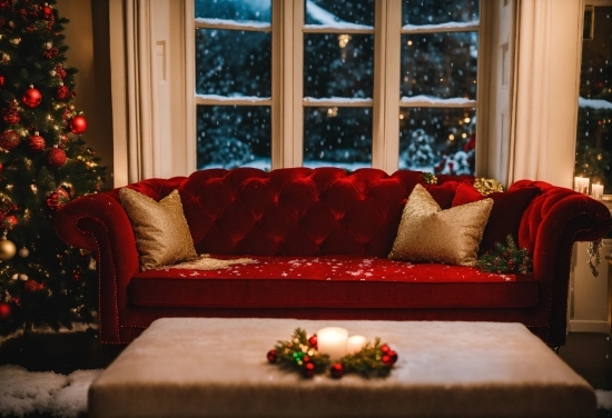 Couch, Furniture, Property, Christmas Tree, Wood, Interior Design