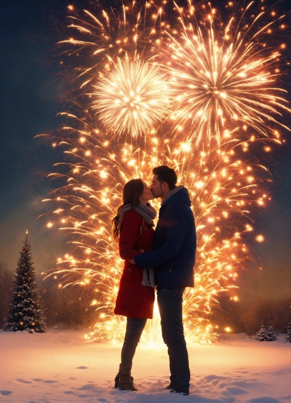 Couple Photo Editing, Fireworks, Photograph, Light, People In Nature, Snow