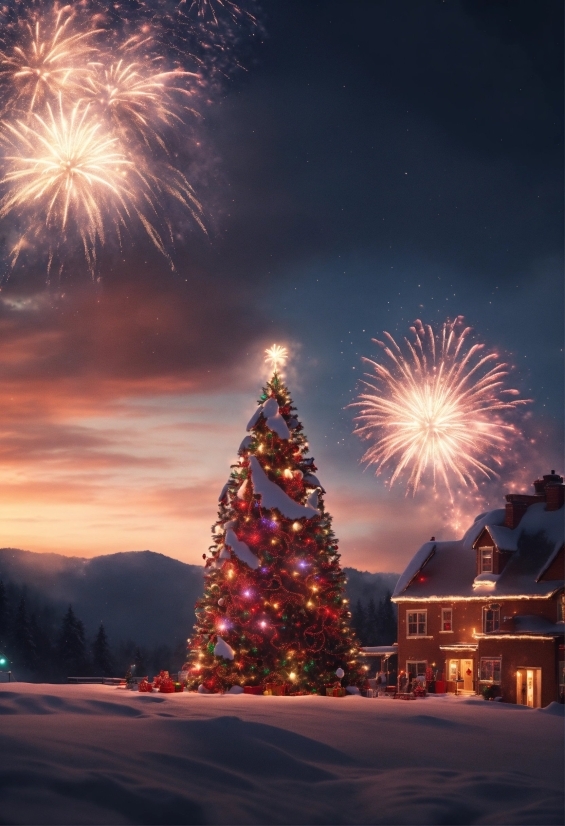 Create A Youtube Banner Canva, Sky, Atmosphere, Photograph, Fireworks, Christmas Tree