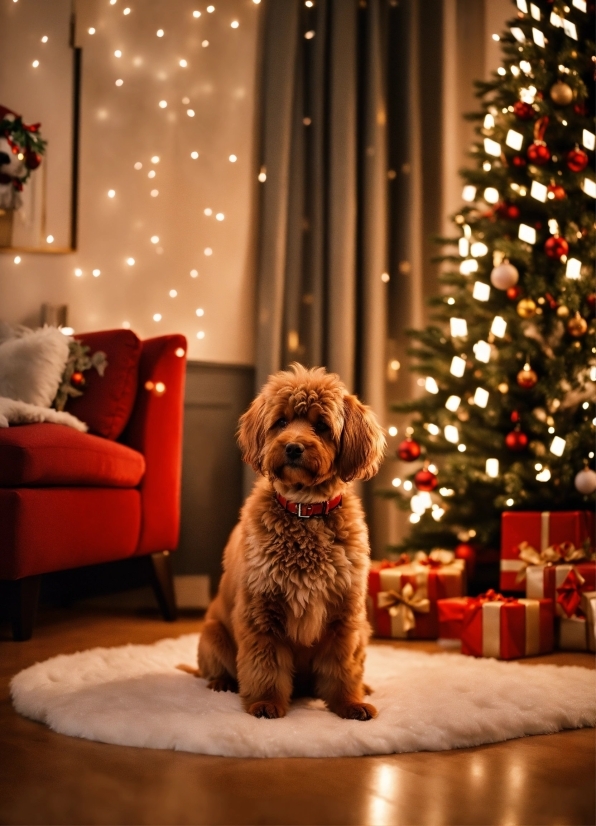 Creative Wall Art, Dog, Christmas Tree, Light, Lighting, Dog Breed