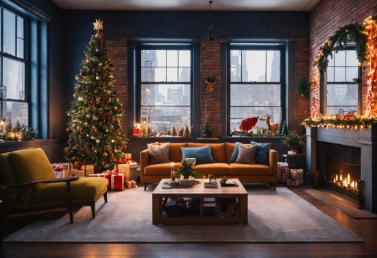 Designer Graphics, Christmas Tree, Couch, Window, Property, Furniture