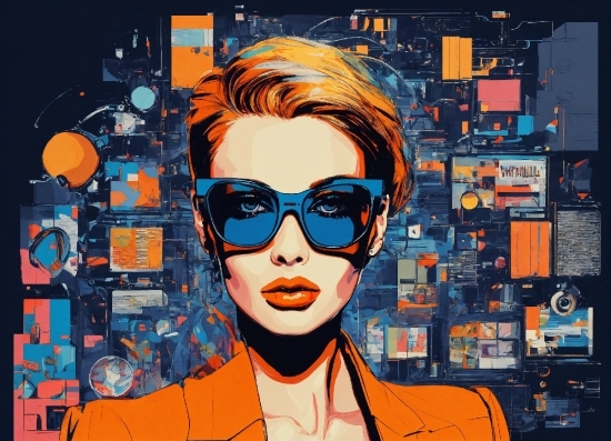 Digital Fashion Illustration, Orange, Eyewear, Cool, Art, Font