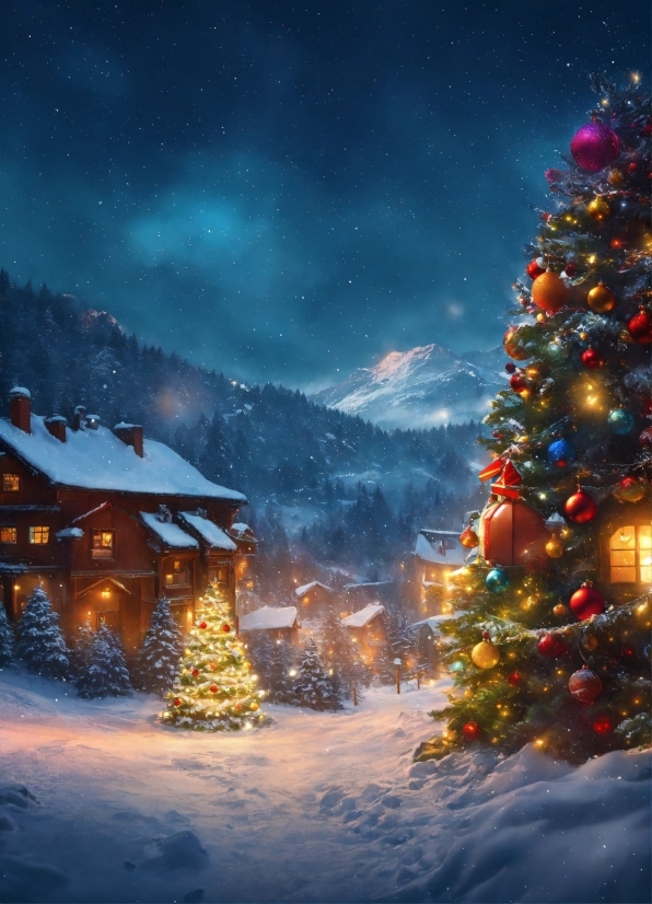 Download Illustrator 2020 Free, Sky, Christmas Tree, Snow, Light, Nature