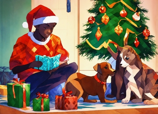 Drawpad Graphic Editor, Dog, Carnivore, Cartoon, Art, Christmas Tree