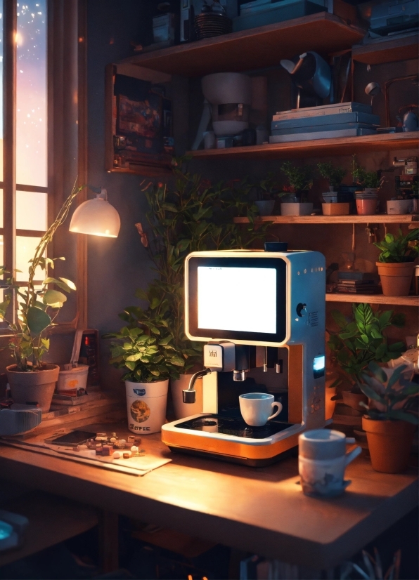 Enhance Photo Quality, Plant, Table, Computer Desk, Computer Monitor, Houseplant