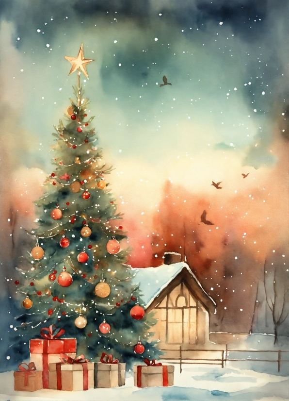 Free 2d Illustration, Christmas Tree, Sky, Photograph, Plant, World