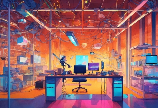 Free Anime Stock Photos, Orange, Desk, Lighting, Interior Design, Floor