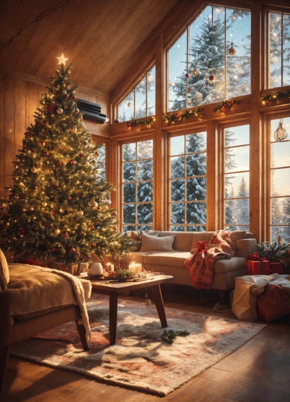 Free Graphics For Canva, Christmas Tree, Window, Plant, Furniture, Couch