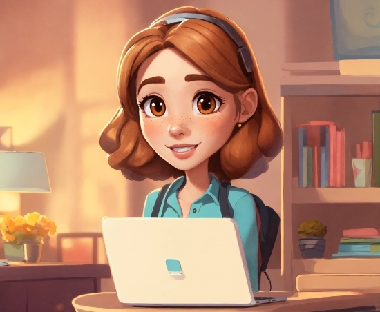 Free Online Illustrations, Smile, Laptop, Computer, Cartoon, Shelf