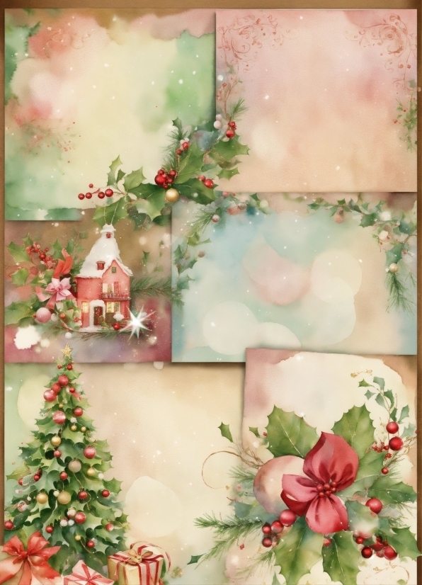 Free Vector Background, Christmas Tree, Flower, Green, Christmas Ornament, Branch