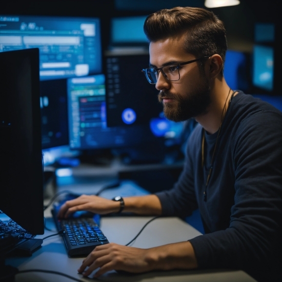 Freestockphotos, Glasses, Computer, Personal Computer, Arm, Blue