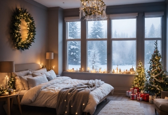 Furniture, Property, Christmas Tree, Window, Building, Plant