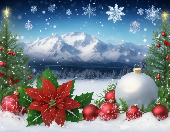 Futuristic City Vector, Sky, Christmas Tree, Snow, Plant, Light