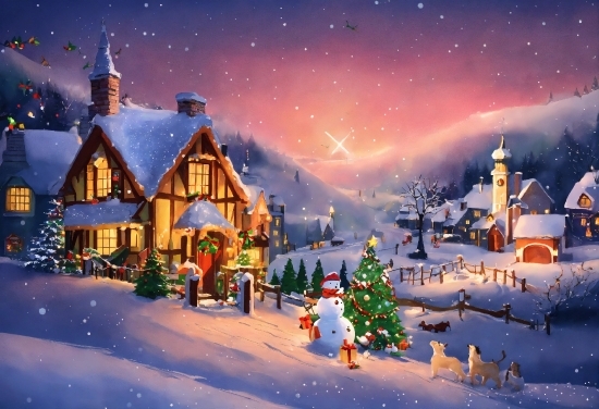 Getintopc Illustrator, Snow, Christmas Tree, World, Sky, Nature