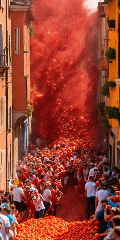 Gimp For Graphic Design, Orange, Red, Crowd, City, Hat