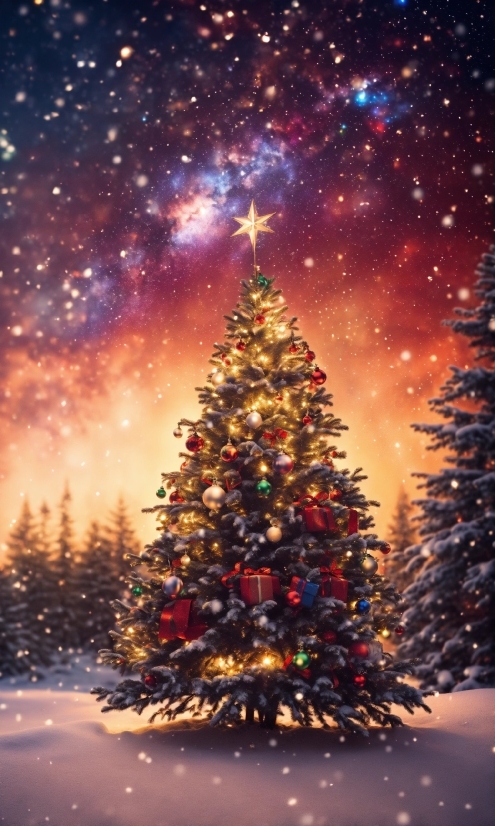 Graphic Arts And Plastic Arts, Christmas Tree, Sky, Photograph, World, Christmas Ornament