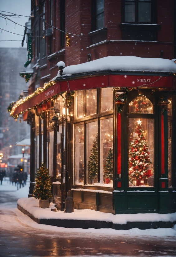 Graphic Illustrator, Window, Snow, Building, Neighbourhood, Christmas Decoration