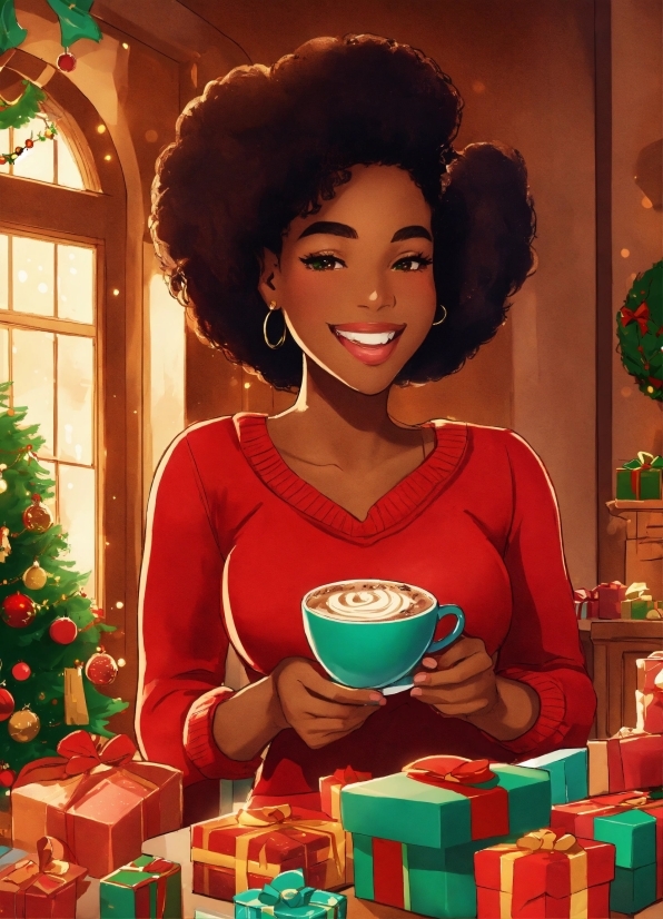 Grass Illustration, Smile, Christmas Tree, Green, Jheri Curl, Window