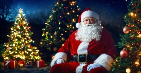 Hair, Christmas Tree, White, Beard, Light, Sleeve