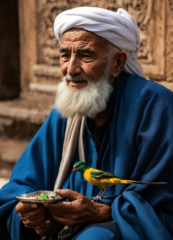 Hand, Human, Organ, Blue, Beard, Smile