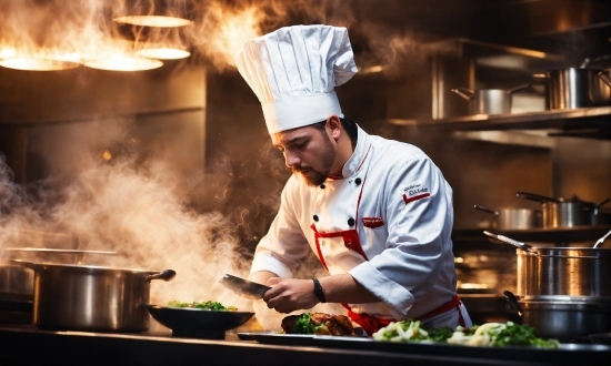 Happy Man Stock Photo, Food, Chefs Uniform, Chef, Chief Cook, Tableware