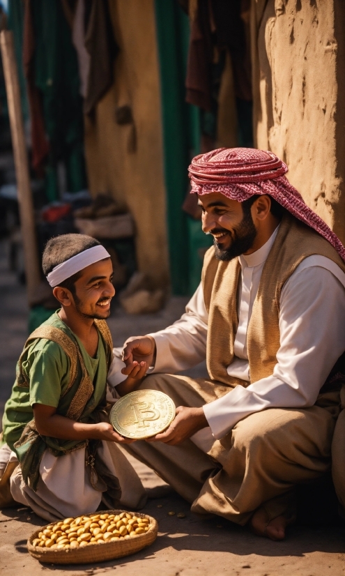 Headgear, Wrinkle, Landscape, Beard, Sitting, Conversation