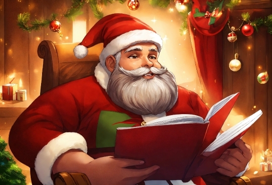 Healthy Lifestyle Vector, Facial Expression, Beard, Happy, Lap, Santa Claus