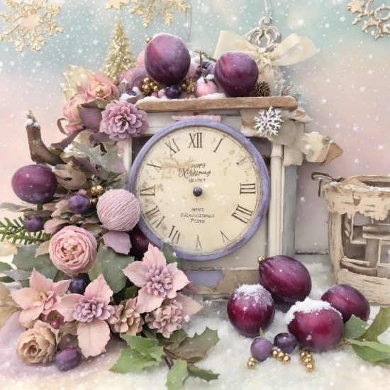 Illustration Book, Plant, Clock, Pink, Flower Arranging, Petal